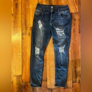 refuge Dark Blue Distressed High-Rise stretch Skinny Jeans